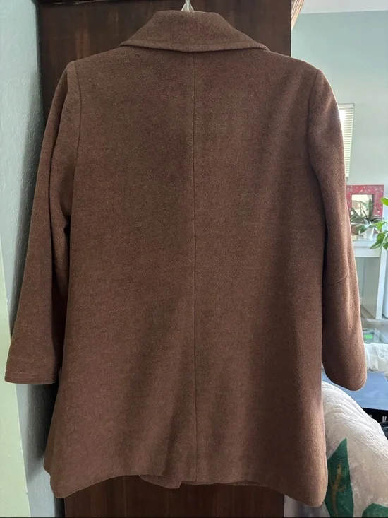 Vogue Brown Single-Breasted Wool Pea Coat - Picture 3 of 9